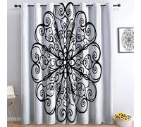 Genérico Cortinas Opacas Minimalismo Líneas 2 Piezas, 3D Impresión Digital Datura Florescortinas Modernas Salon Reducción Ruido Sombreado 100% 70 An X 160 Al Cm - Niños Hogar Decoradas Blanco