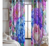Genérico Cortinas Opacas Retro Americano 2 Piezas, 3D Impresión Digital Acuarela Florescortinas Modernas Salon Reducción Ruido Sombreado 100% 117 An X 138 Al Cm - Niños Hogar Decoradas Multicolor