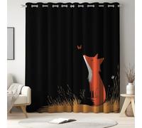 Genérico Cortinas Opacas salón, Paneles térmicos, Ojales Modernos, Libro de Cuentos, Zorro Mariposa Hierba, 140 x 280 cm, Aislamiento térmico, Dormitorio, Ventana, Ahorro energético, Estilo Moderno