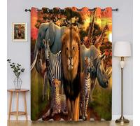 Genérico Cortinas Opacas Térmicas Aislantes 2 Piezas - 117x137cm, León y Leopardo, Cortinas Decoración Salón/Dormitorio, con Anilla de Cortina AJ2203