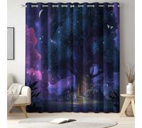 Genérico Cortinas Opacas Térmicas Aislantes Azul 140An x 260Al cm, Anime Gran árbol Casa del árbol Juego de 2 Piezas, Protección Solar y Anti-Ruido, Cortinas Decorativas para Dormitorio y Salón