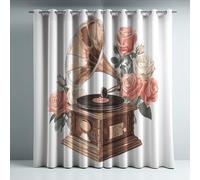 Genérico Cortinas Opacas Térmicas Aislantes Bronce 264 x 240 cm, Gramófono Rosa Juego de 2 Piezas con Ojales, Protección Solar y Anti-Ruido, Cortinas Decorativas para Dormitorio y Salón