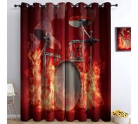 Genérico Cortinas Opacas Termicas Aislantes Frio Y Calor con Ojales 2 Piezas 75 x 166 cm 3D Batería Flame Cortinas Opacas Dormitorio Salon Modernas Juvenil Infantil Cortinas Cocina