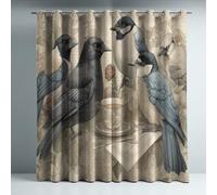 Genérico Cortinas Opacas Térmicas Aislantes Marrón 140An x 260Al cm, Retro Pájaro Té Juego de 2 Piezas, Protección Solar y Anti-Ruido, Cortinas para Dormitorio y Salón