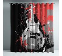 Genérico Cortinas Opacas Térmicas Aislantes Rojo 280 x 260 cm, Guitarra Tinta Juego de 2 Piezas con Ojales, Protección Solar y Anti-Ruido, Cortinas Decorativas para Dormitorio y Salón