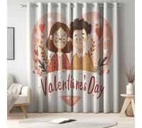 Genérico Cortinas Opacas Térmicas Aislantes Rosa 117An x 183Al cm, Dibujos Animados Pareja Corazón Juego de 2 Piezas, Protección Solar y Anti-Ruido, Cortinas Decorativas para Dormitorio y Salón