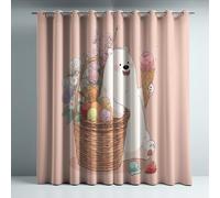 Genérico Cortinas Opacas Térmicas Aislantes Rosa 135 x 244 cm, Oso Blanco Helado Cesta Flores Juego de 2 Piezas con Ojales, Protección Solar y Anti-Ruido, Cortinas Decorativas para Dormitorio y Salón