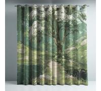 Genérico Cortinas Opacas Térmicas Aislantes Verde 140An x 175Al cm, Ilustración Puente de Madera Juego de 2 Piezas, Protección Solar y Anti-Ruido, Cortinas para Dormitorio y Salón