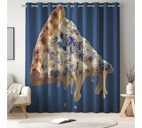 Genérico Cortinas Opacas Único Comida Pizza Insonorizada Cortinas Que Oscurecen la Habitación Transpirable Juego De 2 para Dormitorio Sin Arrugas Cortina para Salon de 140 x 260 CM Azul
