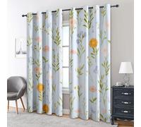 Genérico Cortinas Salon Acuarela Floral, 140x180 cm 2 Piezas - Cortinas Dormitorio Opacas Flor Campestre Botánica Ventana Decoracion Habitacion, con Ojales, Blackout Curtains L&P68