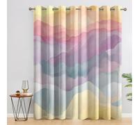 Genérico Cortinas Salon Arcoíris Degradado, 140x260 cm 2 Piezas - Cortinas Dormitorio Opacas Acuarela Montaña Abstracto Ventana Decoracion Habitacion, con Ojales, Blackout Curtains L&B172