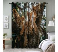 Genérico Cortinas Salon Bosque Cortina Ventana LeóN Cortinas Termicas Aislantes Frio y Calor con Ojales Cortina Opaca Infantil 2 Piezas x 140 x 260cm(An x Al) YI3464