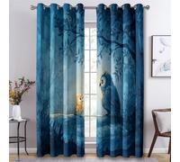 Genérico Cortinas Salon Búho, Cortinas Opacas Aislantes Termicas 2 Piezas, 117An x 183Al cm, Animal Acuarela Cortina Estampada para Dormitorio Cocina Decoración B-K31