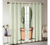Genérico Cortinas Salon Cactus, Cortinas Dormitorio Suculenta Verde Moderna Decoracion Habitacion Ventana, Termicas Aislantes, con Anillas, 117x137 2 Piezas (An X Al) Q-D37