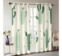 Genérico Cortinas Salon Cactus de Dibujos Animados, Cortinas Dormitorio Suculenta del Desierto Decoracion Habitacion Ventana, Termicas Aislantes, con Anillas, 140x260 2 Piezas (An X Al) Q-D37
