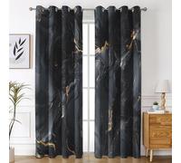 Genérico Cortinas Salon con Ojales Mármol Negro Dorado, Abstracto Moderno Cortinas Termicas Aislantes Frio y Calor para Dormitorio Decoración, 2 Piezas 117An x 183Al cm D&P25