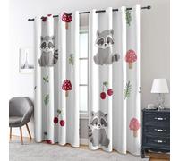 Genérico Cortinas Salon Dibujo Animado Mapache, 110x215 cm 2 Piezas - Cortinas Dormitorio Opacas Rojo Cereza Setas Hoja Ventana Decoracion Habitacion, con Ojales, Blackout Curtains AC&42