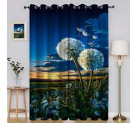 Genérico Cortinas Salon Diente De LeóN Cortina Ventana Puesta De Sol Cortinas Termicas Aislantes Frio y Calor con Ojales Cortina Opaca Infantil 2 Piezas x 85 x 200cm(An x Al) H3710