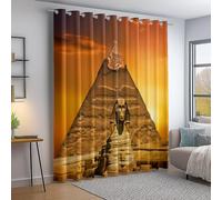 Genérico Cortinas Salon Dormitorio Ruinas De Civilizaciones Antiguas Pirámides, Cortina Ventana Opacas Termicas 2 Piezas con Ojales - Reduccion Ruido 117 An x 138 Al cm (2Paneles) Color Naranja