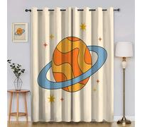 Genérico Cortinas Salon Estrella Cortina Ventana Planeta Cortinas Termicas Aislantes Frio y Calor con Ojales Cortina Opaca Infantil 2 Piezas x 70 x 175cm(An x Al) YI3500