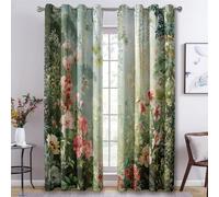 Genérico Cortinas Salon Flor Silvestre, Cortinas Opacas Aislantes Termicas 2 Piezas, 117An x 138Al cm, Floral Exuberante Cortina Estampada para Dormitorio Cocina Decoración B-K28