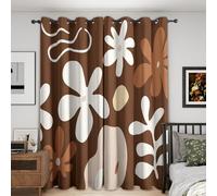Genérico Cortinas Salon Floral Abstracto Boho, 117x137 cm 2 Piezas - Cortinas Dormitorio Opacas Retro Groovy Flor Ventana Decoracion Habitacion, con Ojales, Blackout Curtains L&T210