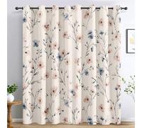 Genérico Cortinas Salon Flores de Acuarela, Cortinas Dormitorio Opacas Botánicas Flores Rosa Azule Decoracion Habitacion, con Ojales, Termica Blackout Curtains 117x138 cm 2 Piezas (An x Al) E-D22