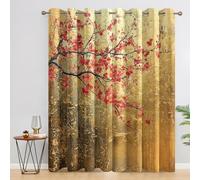 Genérico Cortinas Salon Flores de Cerezo, 140x200 cm 2 Piezas - Cortinas Dormitorio Opacas China Japonesa Flor Ventana Decoracion Habitacion, con Ojales, Blackout Curtains L&M16