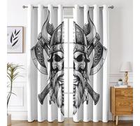 Genérico Cortinas Salon Guerrero Vikingo, Cortinas Opacas Aislantes Termicas 2 Piezas, 140An x 220Al cm, Mitología Nórdica Cortina Estampada para Dormitorio Cocina Decoración B-K6