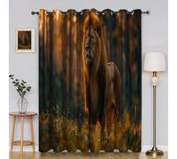 Genérico Cortinas Salon LeóN Cortina Ventana Bosque Cortinas Termicas Aislantes Frio y Calor con Ojales Cortina Opaca Infantil 2 Piezas x 140 x 180cm(An x Al) YI7552