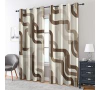 Genérico Cortinas Salon Línea Arte Moderno, 140x240 cm 2 Piezas - Cortinas Dormitorio Opacas Beige Marrón Abstracto Ventana Decoracion Habitacion, con Ojales, Blackout Curtains L&X117