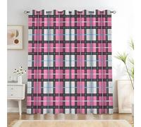 Genérico Cortinas Salon LíNeas Cortina Ventana Tablero De Ajedrez Cortinas Termicas Aislantes Frio y Calor con Ojales Cortina Opaca Infantil 2 Piezas x 140 x 180cm(An x Al) O4626