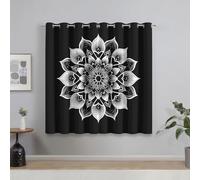 Genérico Cortinas Salon Mandalas Blanco y Negro, Cortinas Dormitorio Mandala Floral Boho Decoracion Habitacion Ventana, Termicas Aislantes, con Anillas, 75x166 2 Piezas (An X Al) Q-D23