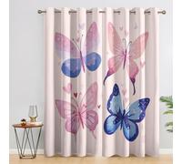 Genérico Cortinas Salon Mariposa, 140x200 cm 2 Piezas - Cortinas Dormitorio Opacas Azules Rosas Mariposas Ventana Decoracion Habitacion, con Ojales, Blackout Curtains L&M61