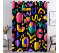 Genérico Cortinas Salon Memphis, Cortina Geometrica Abstract para Dormitorio Decoracion Habitacion, Cortinas Termicas Blackout 140An X 300Al cm 2 Paneles X&-44