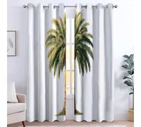 Genérico Cortinas Salon Moderno Aislantes Frío Calor Cortina Dormitorio, 2 Paneles 117An x 229Al cm, con Ojales De Barra para Blanco Suave, Clásico, Elegante Retro Árboles Tropical Estilo Naturaleza