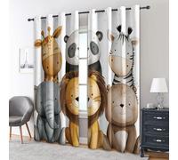 Genérico Cortinas Salon Niños Animal de la Selva, 140x160 cm 2 Piezas - Cortinas Dormitorio Opacas Bonito Safari Animales Ventana Decoracion Habitacion, con Ojales, Blackout Curtains L&M22