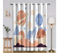 Genérico Cortinas Salon Nubes Cortina Ventana Planeta Cortinas Termicas Aislantes Frio y Calor con Ojales Cortina Opaca Infantil 2 Piezas x 140 x 220cm(An x Al) YI3264