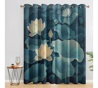 Genérico Cortinas Salon Orientale Retrò Floreale, 110x215 cm 2 Piezas - Cortinas Dormitorio Opacas Verde Azulado Floral Ventana Decoracion Habitacion, con Ojales, Blackout Curtains CK&172