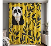 Genérico Cortinas Salon Panda de Dibujos Animados, Cortinas Dormitorio Hojas Bambú Animalito Lindo Decoracion Habitacion Ventana, Termicas Aislantes, con Anillas, 117x183 2 Piezas (An X Al) Q-D45