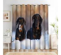 Genérico Cortinas Salon Perro Cortina Ventana Paisaje Nevado Cortinas Termicas Aislantes Frio y Calor con Ojales Cortina Opaca Infantil 2 Piezas x 70 x 175cm(An x Al) O2103