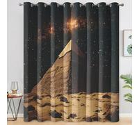 Genérico Cortinas Salon Pirámide, Cortinas Dormitorio Antiguo Egipto Desierto Decoracion Habitacion Ventana, Termicas Aislantes, con Anillas, 117x138 2 Piezas (An X Al) L-C&57