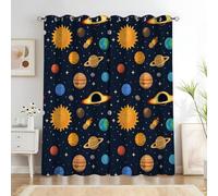 Genérico Cortinas Salon Planeta Cortina Ventana Cielo Estrellado Cortinas Termicas Aislantes Frio y Calor con Ojales Cortina Opaca Infantil 2 Piezas x 70 x 175cm(An x Al) O4347