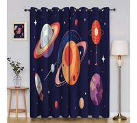 Genérico Cortinas Salon Planeta Cortina Ventana Cohete Cortinas Termicas Aislantes Frio y Calor con Ojales Cortina Opaca Infantil 2 Piezas x 117 x 160cm(An x Al) YI3470