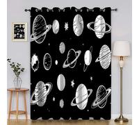 Genérico Cortinas Salon Planeta Cortina Ventana Estrella Cortinas Termicas Aislantes Frio y Calor con Ojales Cortina Opaca Infantil 2 Piezas x 85 x 200cm(An x Al) YI3204