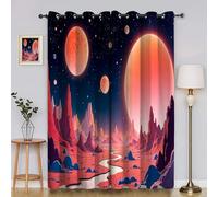 Genérico Cortinas Salon Planeta Cortina Ventana Galaxia Cortinas Termicas Aislantes Frio y Calor con Ojales Cortina Opaca Infantil 2 Piezas x 70 x 175cm(An x Al) YI4281