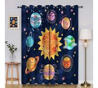 Genérico Cortinas Salon Planeta Cortina Ventana Sol Cortinas Termicas Aislantes Frio y Calor con Ojales Cortina Opaca Infantil 2 Piezas x 140 x 180cm(An x Al) YI3658