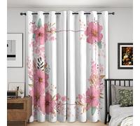Genérico Cortinas Salon Rosa Flor, 117x137 cm 2 Piezas - Cortinas Dormitorio Opacas Acuarela Flores Ventana Decoracion Habitacion, con Ojales, Blackout Curtains L&E75