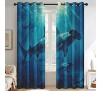 Genérico Cortinas Salon Tiburón Martillo, Cortinas Dormitorio Vida Marina Bajo el Agua Decoracion Habitacion Ventana, Termicas Aislantes, con Anillas, 140x220 2 Piezas (An X Al) Q-D18