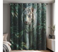Genérico Cortinas Salon Tigre Blanco, Cortinas Dormitorio Animal Salvaje Selva Tropical 3D Decoracion Habitacion Ventana, Termicas Aislantes, con Anillas, 140x200 2 Piezas (An X Al) Q-D45